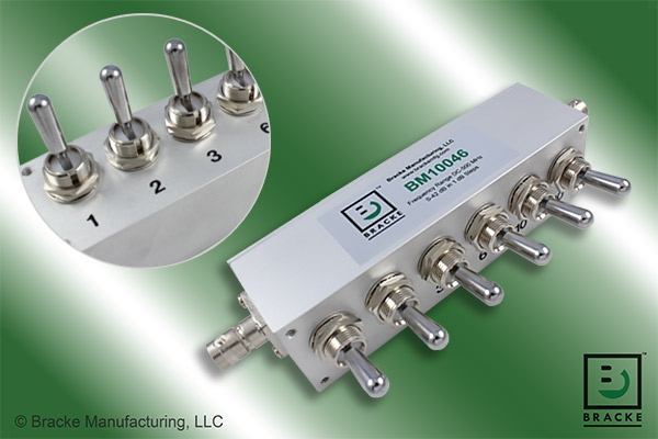 50 Ohm BNC female toggle attenuator with 0 to 42 dB attenuation range in 1 dB steps, DC to 500 MHz operation, and 10 watt average power handling.