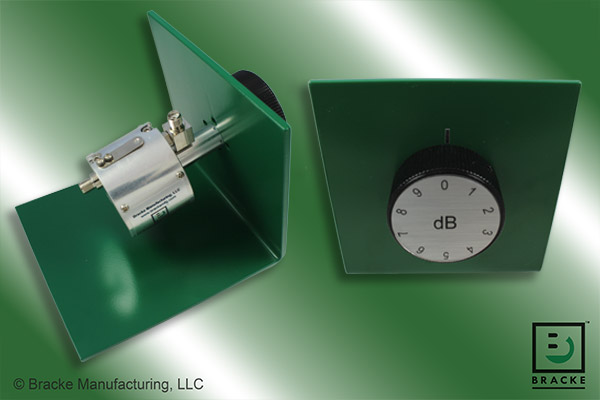 50 Ohm SMA female rotary RF attenuator, 18 GHz, 0 to 9 dB in 1 dB steps, single stage bench mount design