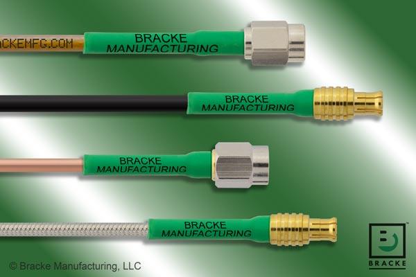 RF cable assembly with MCX plug and SSMA male connectors.