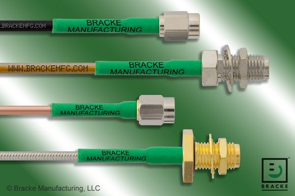 RF cable assembly with SMA female bulkhead and SSMA male connectors.